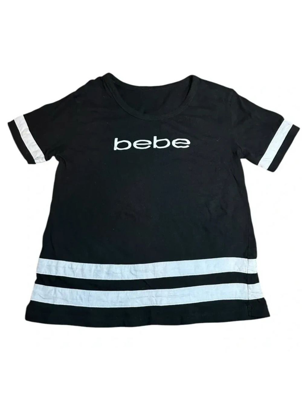 y2k vintage bebe black and white striped shirt